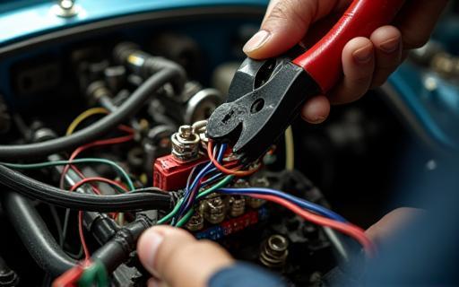 Working on the electrical wiring of a classic car